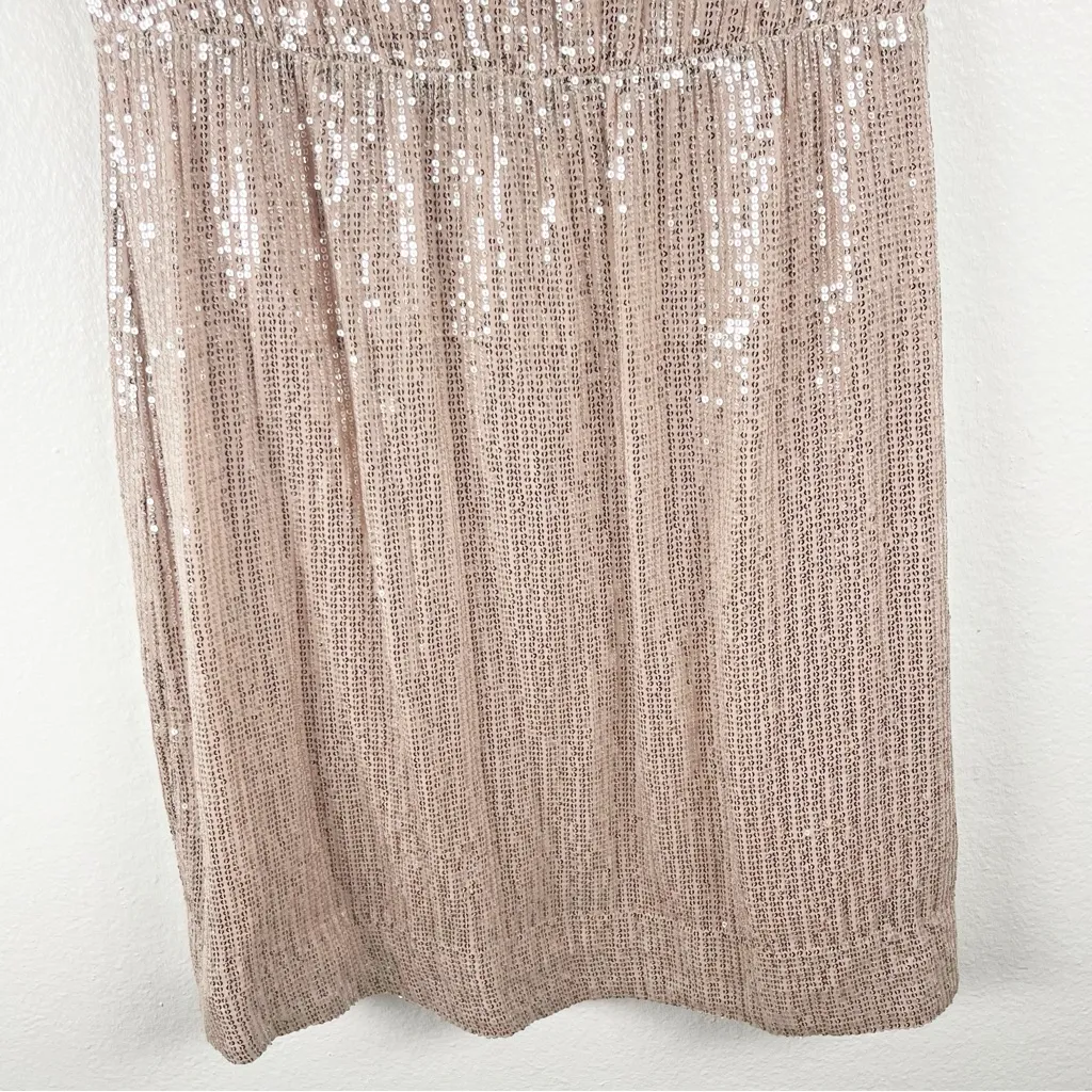 J. CREW Blush Sequin Cap Sleeves Back Zipper Lined Holiday Party Dress, Size 8 - Image 10