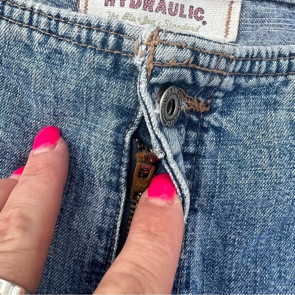 Vintage Y2K hydraulic low rise cargo flare jeans with no waistband 13/14 - Image 3