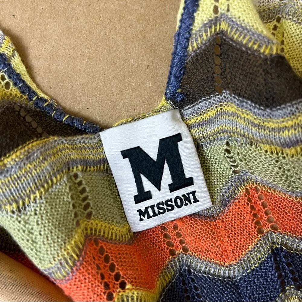 M Missoni Chevron Drawstring Tank Top Yellow Size 4 - Image 7