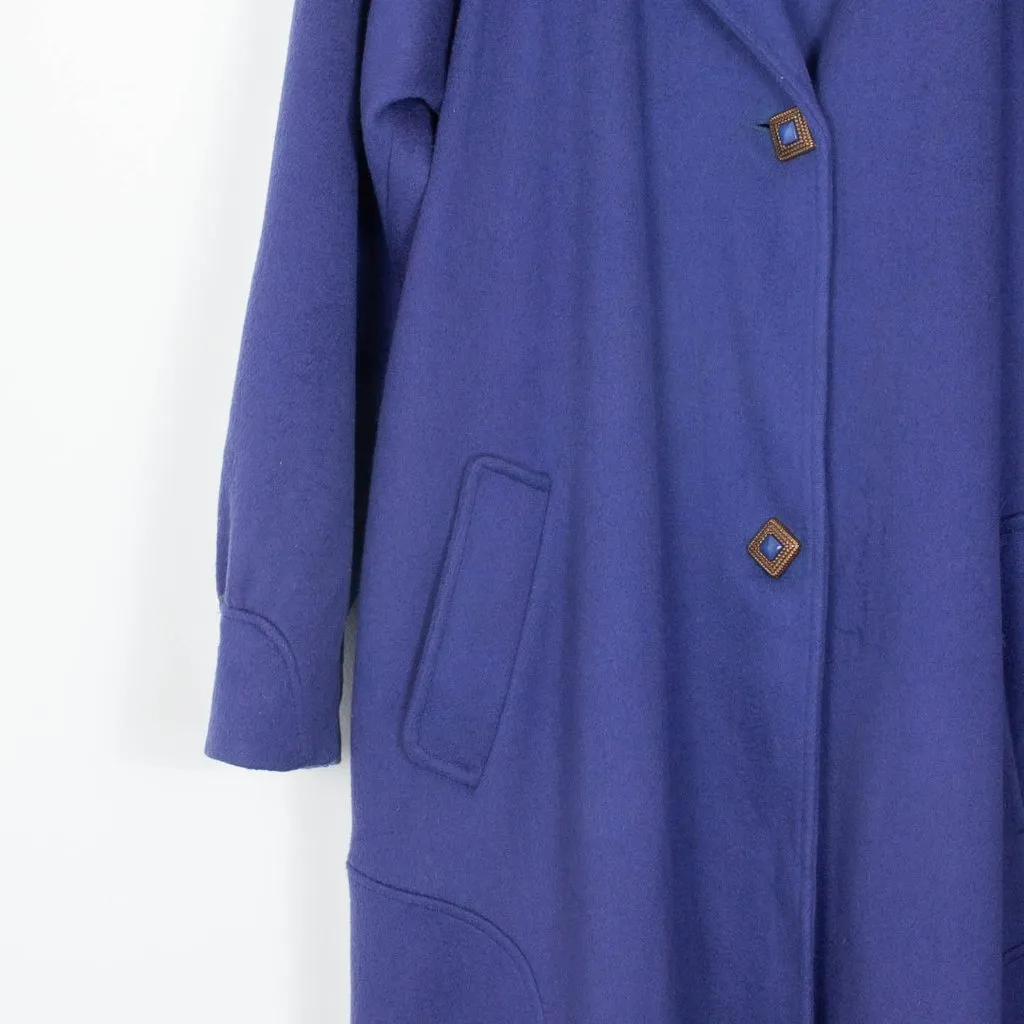 Vintage Portrait Wool Coat Union Made USA Long Line Womens XL Purple Old‎ Money - Image 3