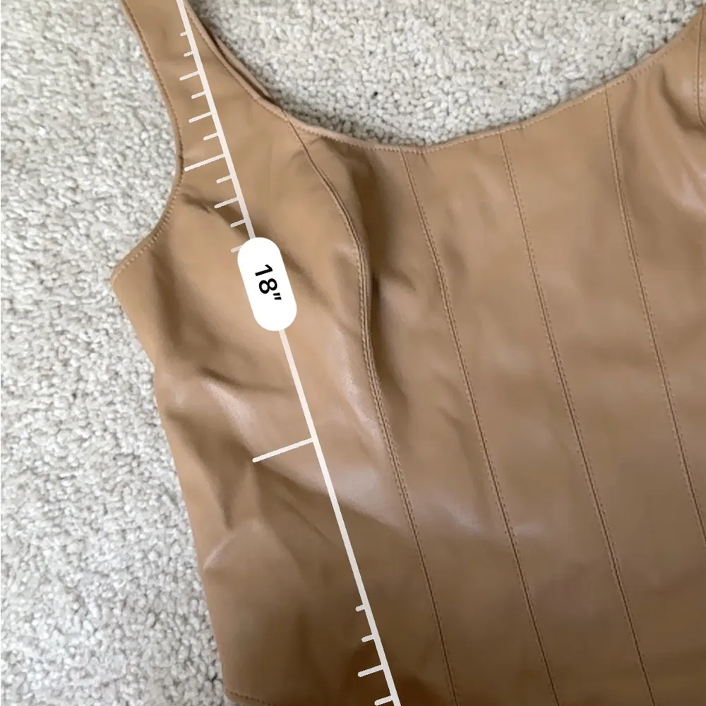 Abercrombie & fitch Tan faux leather corset crop top Sleeveless - Image 4