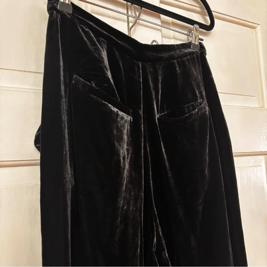 Ulla Johnson Rhett Wide Leg Velvet Trouser Noir Black Size 4 Pleated Pants Work - Image 9