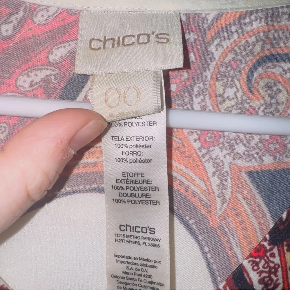 Chico's Geometric Print V Neck Butterfly Sleeve Kimono Style Top size XS - Image 3