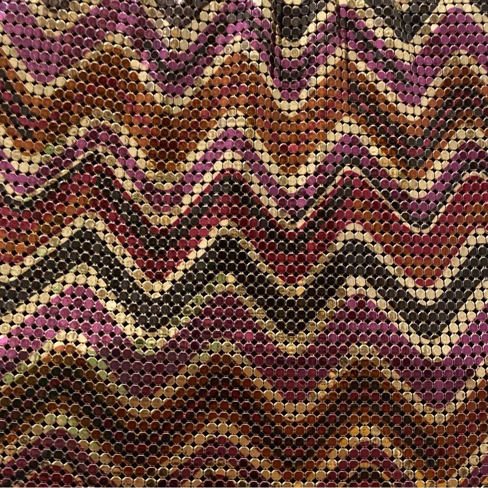 Vintage WHITING & DAVIS Plum Metallic Chevron Mesh Crossbody Shoulder Purse Bag - Image 15