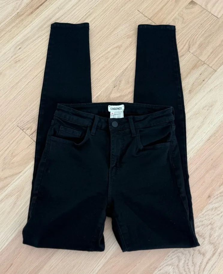 L'AGENCE Classic Black Denim L’Agence Margot Skinny Jeans size 26 - Image 1