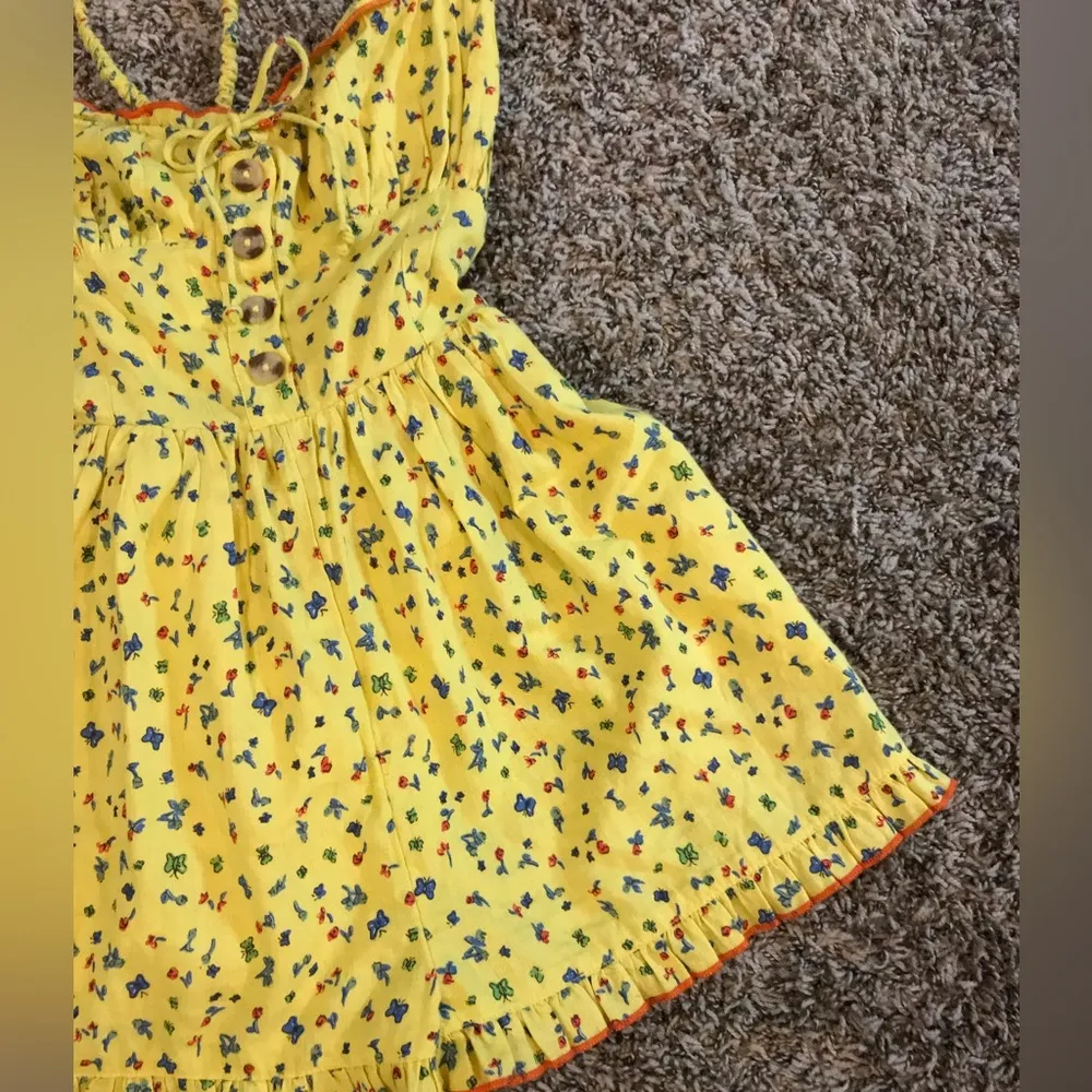Urban Outfitters floral butterfly print ruffle detail mini romper - Image 6