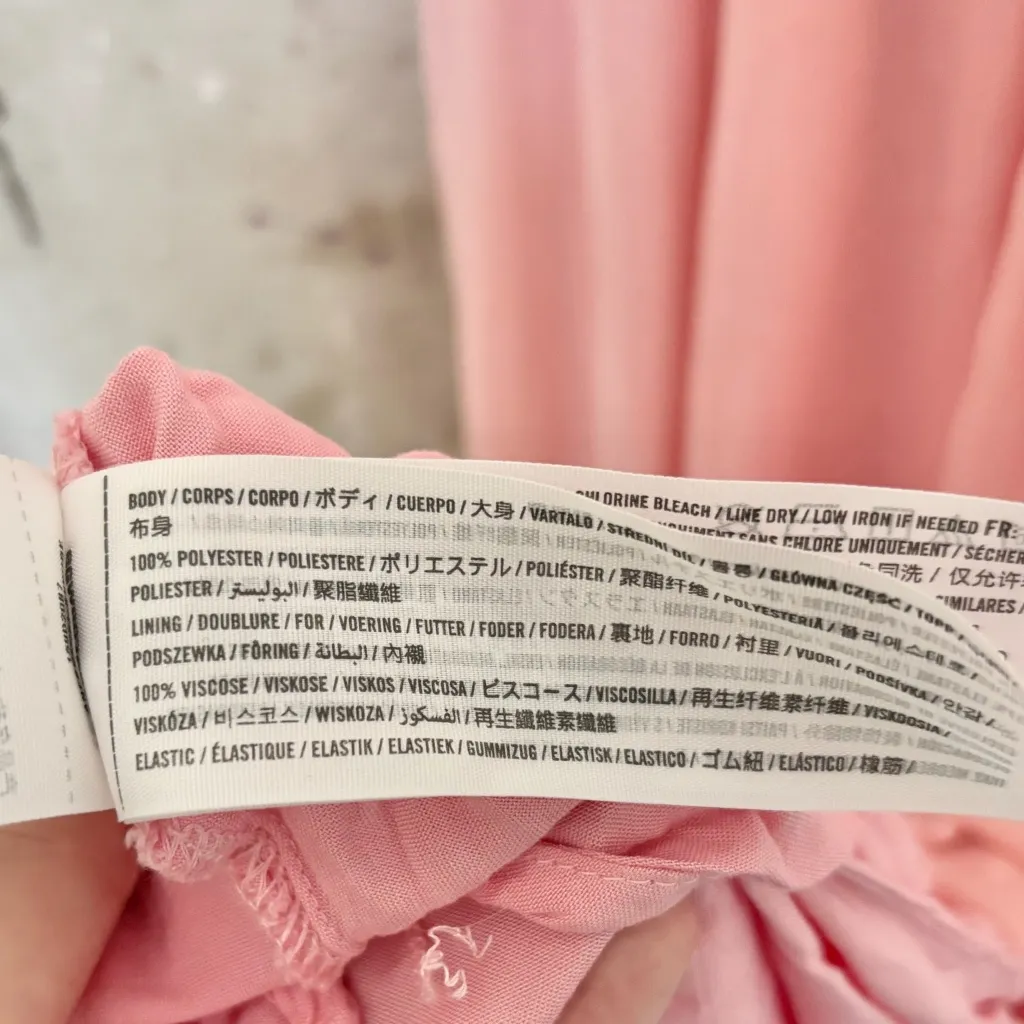 Abercrombie & Fitch Pink Tie-Strap Corset Button Midi Dress - Image 5