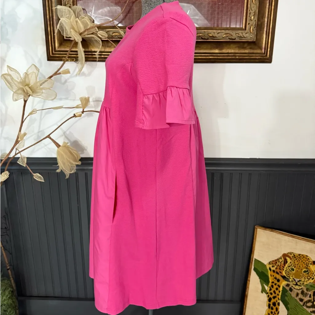 English Factory Mixed Media Ruffled Short Sleeve Mini Dress ~ Size Small 💛🍄 - Image 5