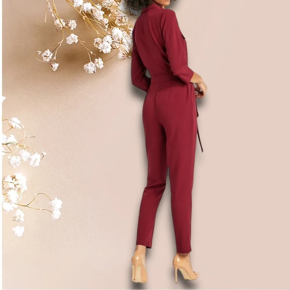 LOFT Utility Romper jumpsuit straight pants drawstring long sleeve Sz LP - Image 2