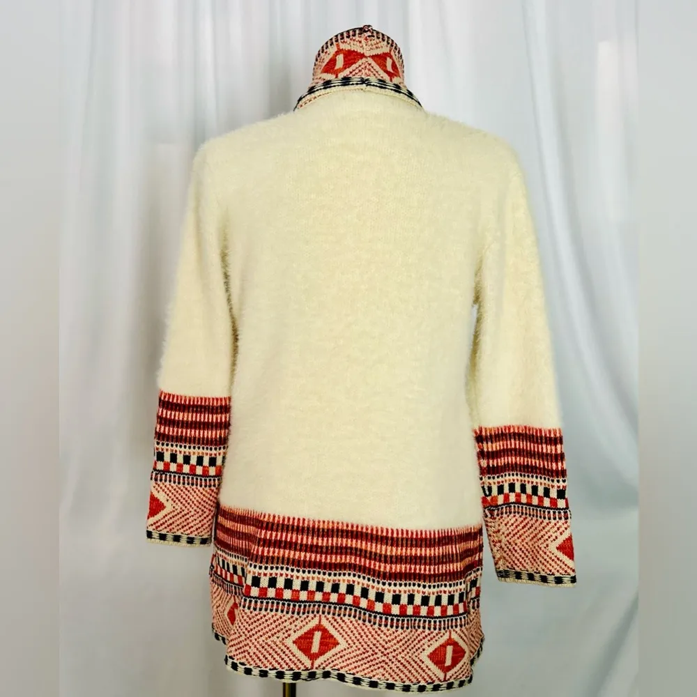 Maxsport Women's Long Cardigan Sweater Tribal or Aztec Pattern (681) Red Size M - Image 3