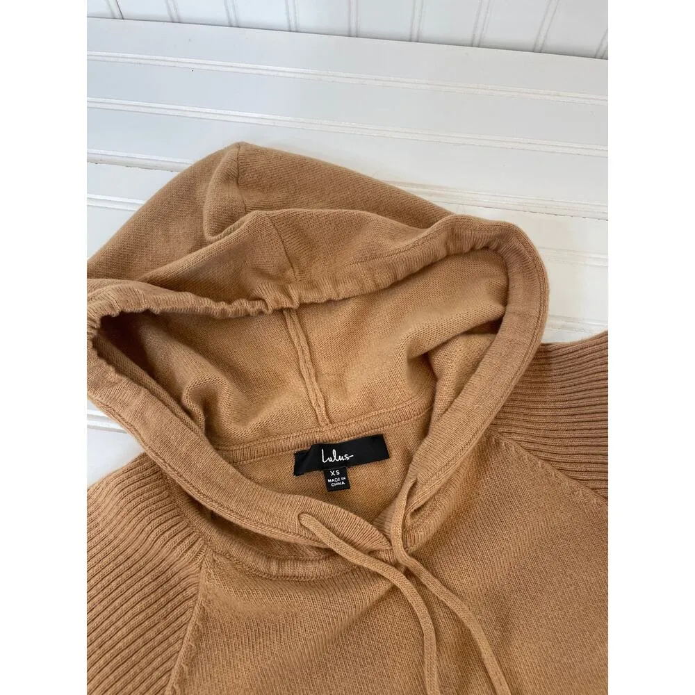 Lulus Casual Cozy Light Brown Balloon Sleeve Pullover Hooded Sweater Size XS - Image 5