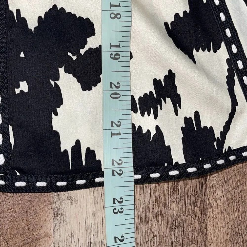 Cabi Womens Embroidered Stitch A-Line Flared‎ Skirt Black & Ivory Size 4 - Image 10