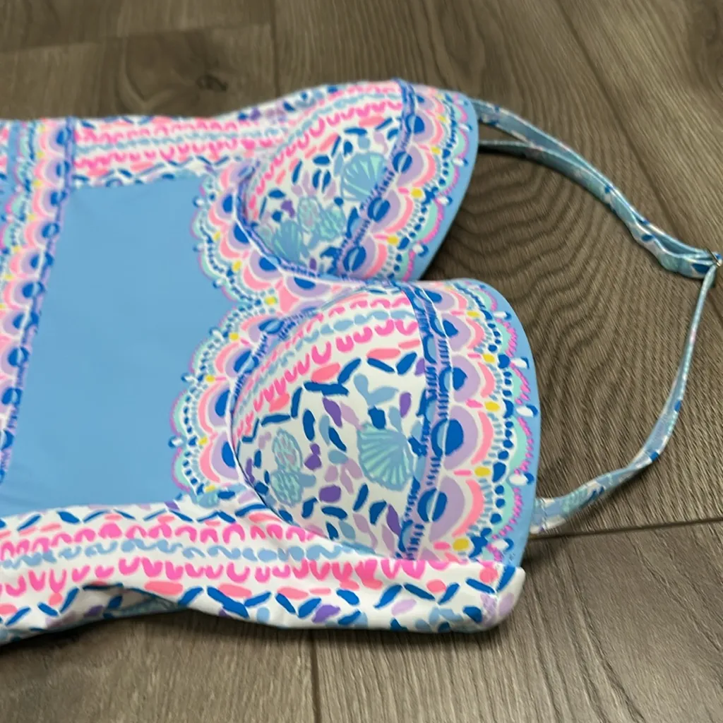 Lilly Pulitzer Anthea One Piece Swimsuit Multi Seaside‎ Shindig Blue Pink Size 8 - Image 5