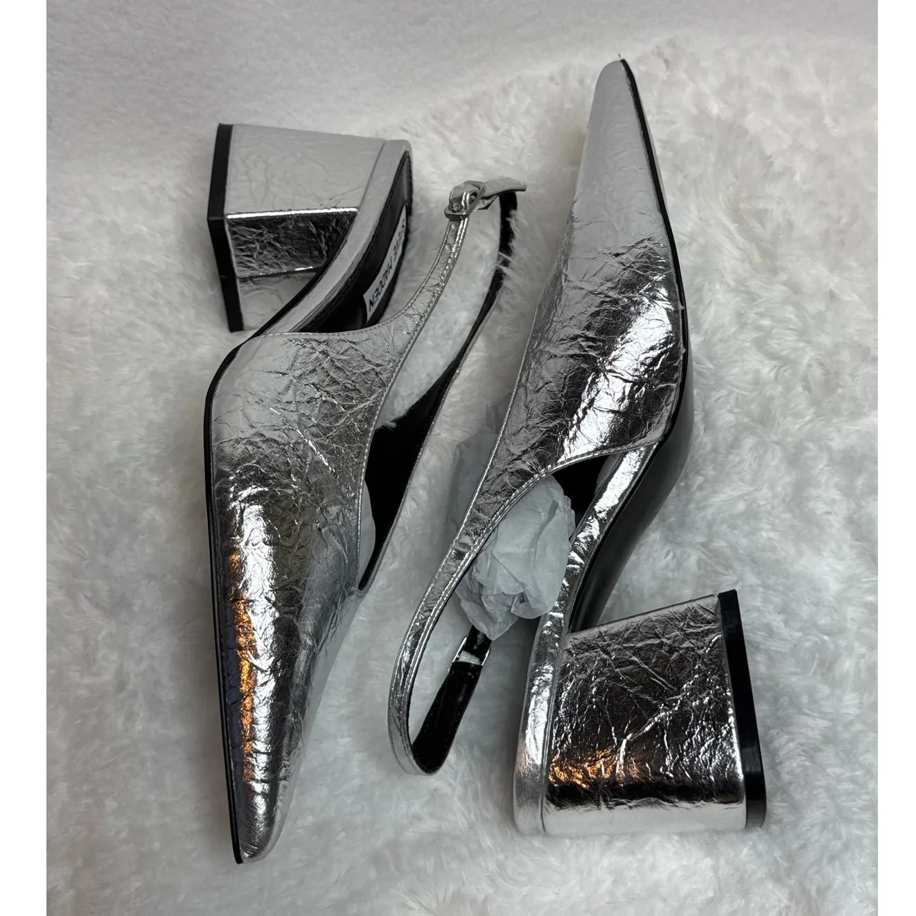 NWT Steve Madden Faryn Slingback Pumps silver size 6.5 - Image 10