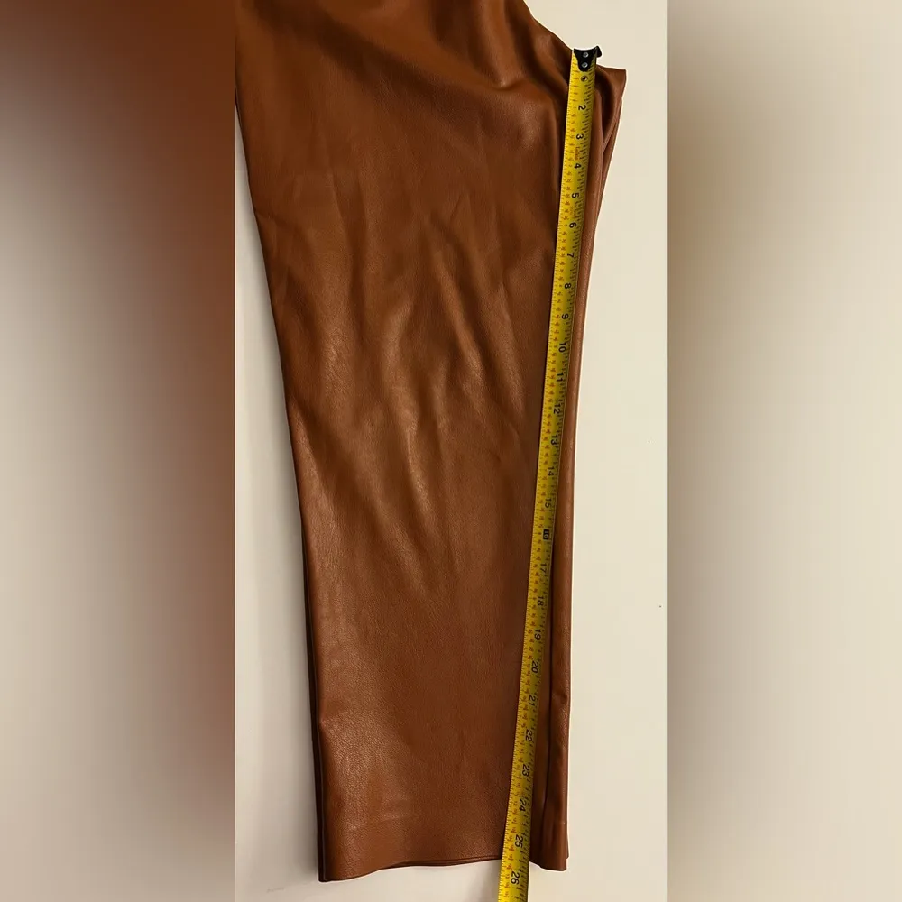 Commando  Revolve Brown Faux Leather Crop Pants 7/8 Trouser High Rise Stretch - Image 12