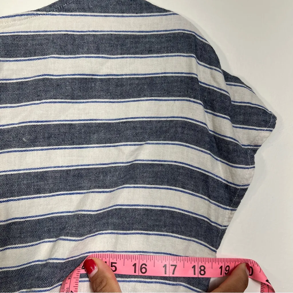 Madewell Casual summer Blue and White Striped linen Midi Dress size XS - Image 5
