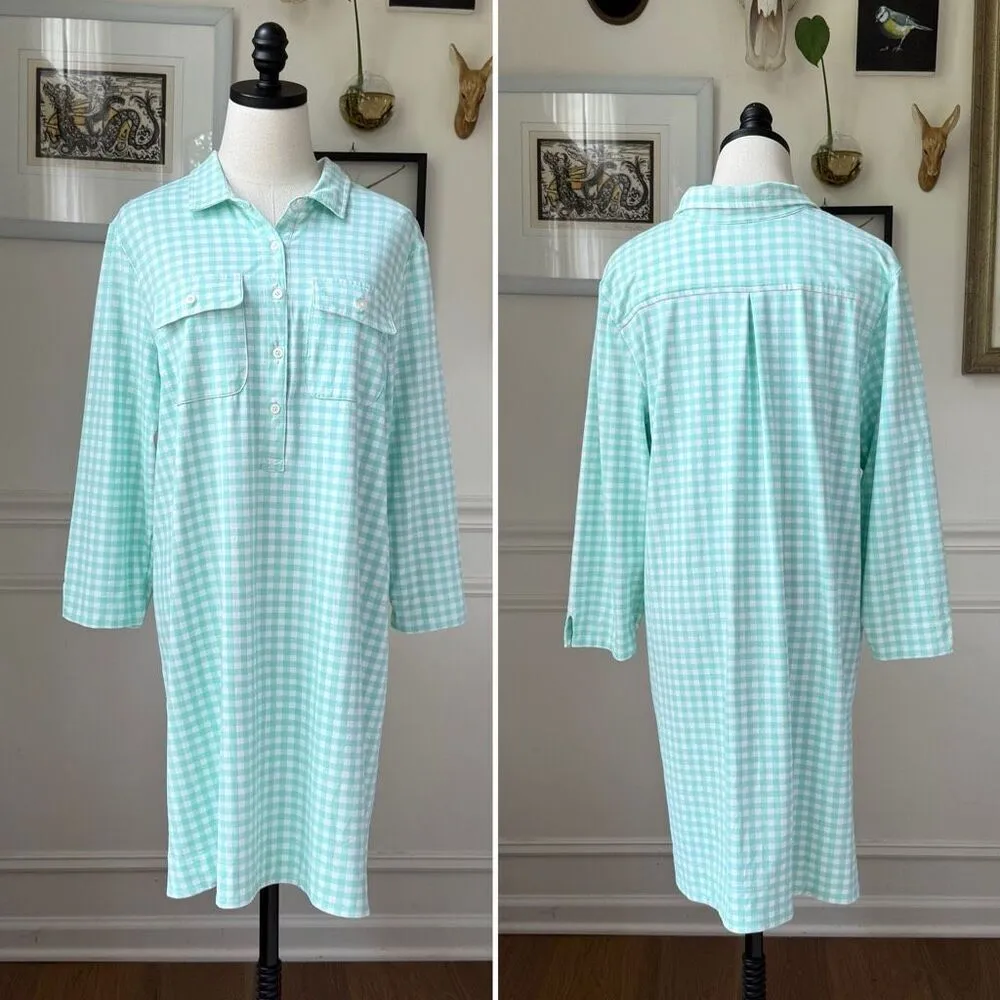 Southern Tide Jessica Gingham Performance Dress Baltic Teal Above Knee XL - Image 2