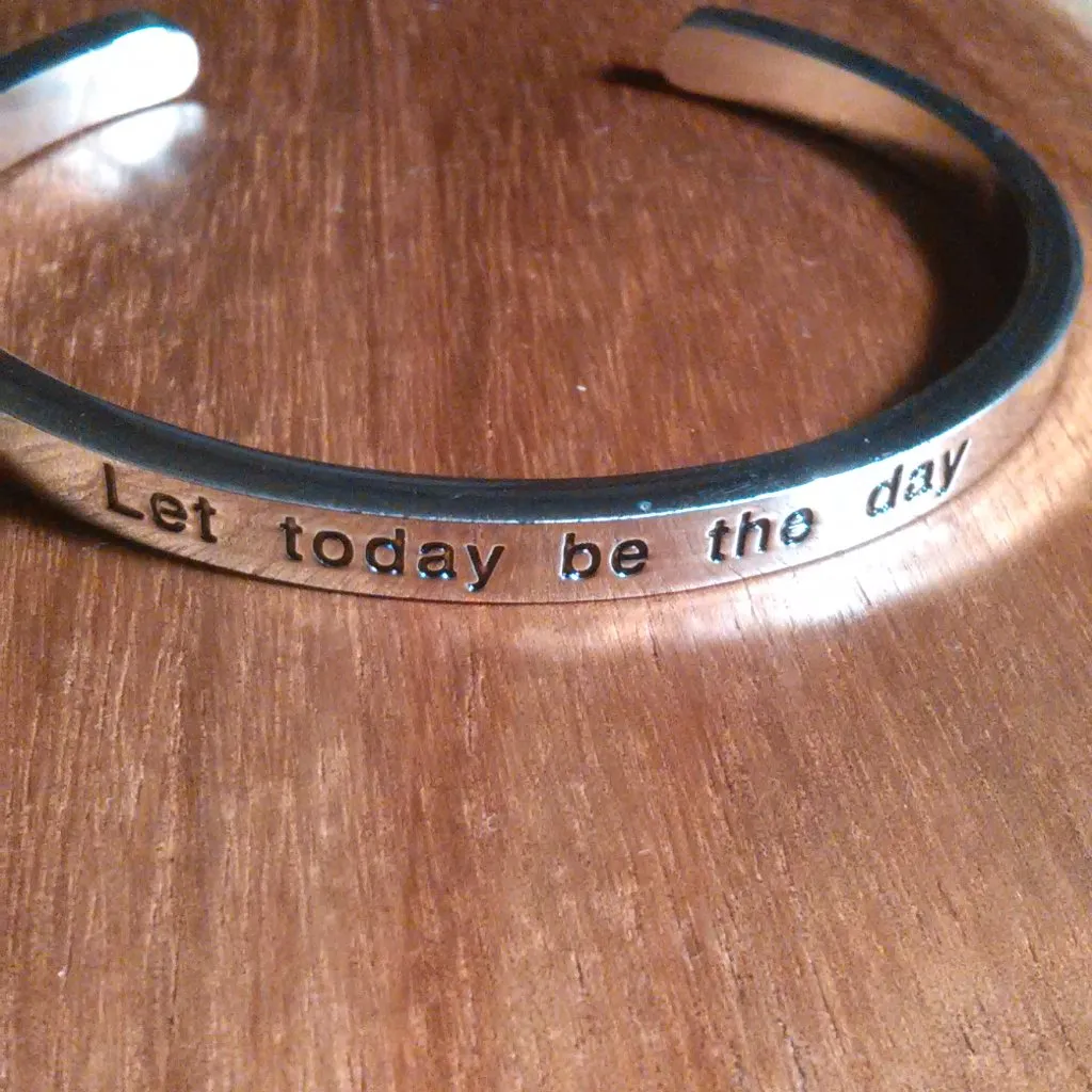"Let Today be the Day" Inspirational Silvertone Bangle Bracelet - Image 5