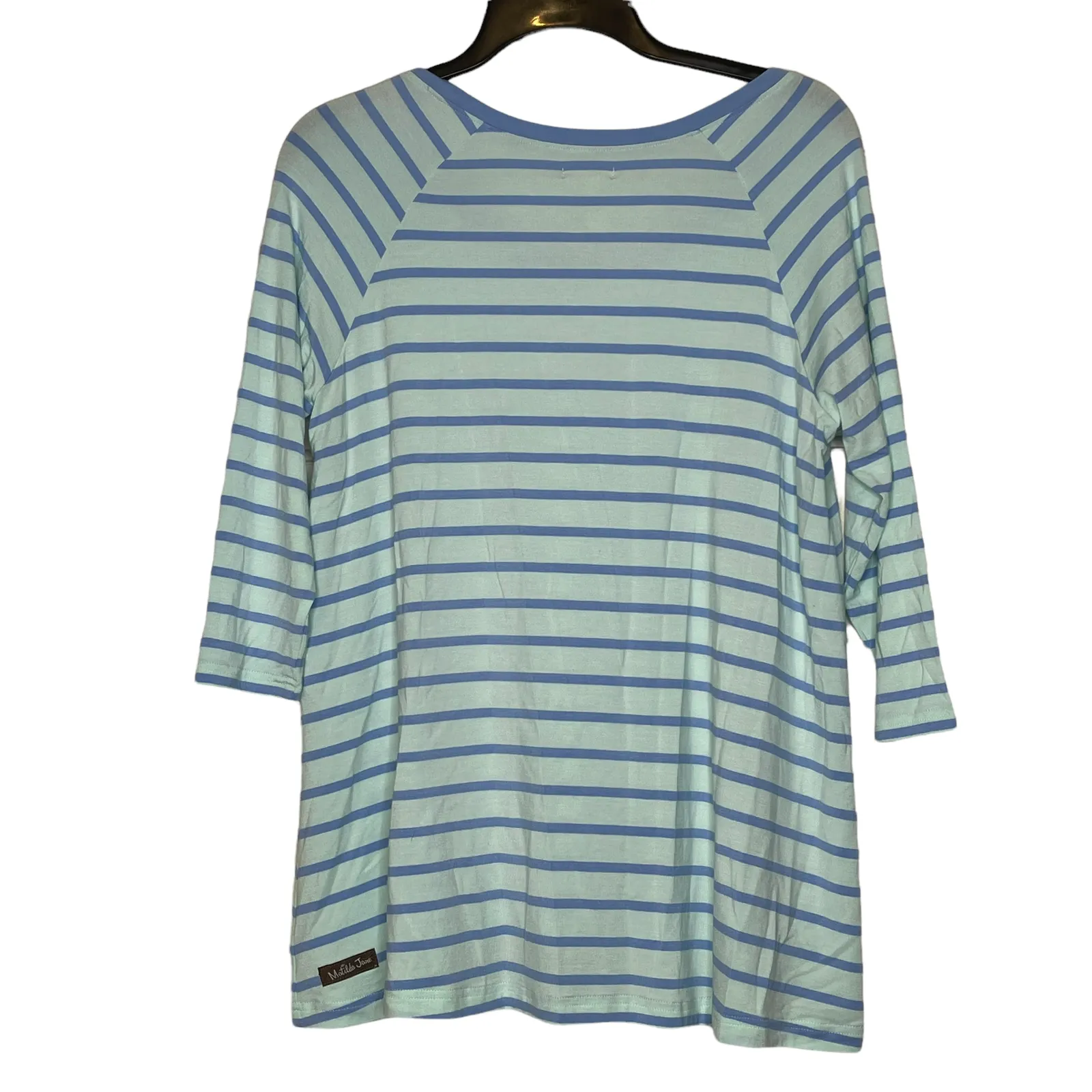 Matilda‎ Jane Womens 3/4 Sleeve Top Size Small T-Shirt Teal Blue Striped - Image 4