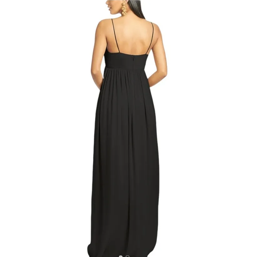 Sachin & Babi NEW Size 10 Jessica Crinkle Gorgette Empire Waist Maxi Gown Black - Image 2