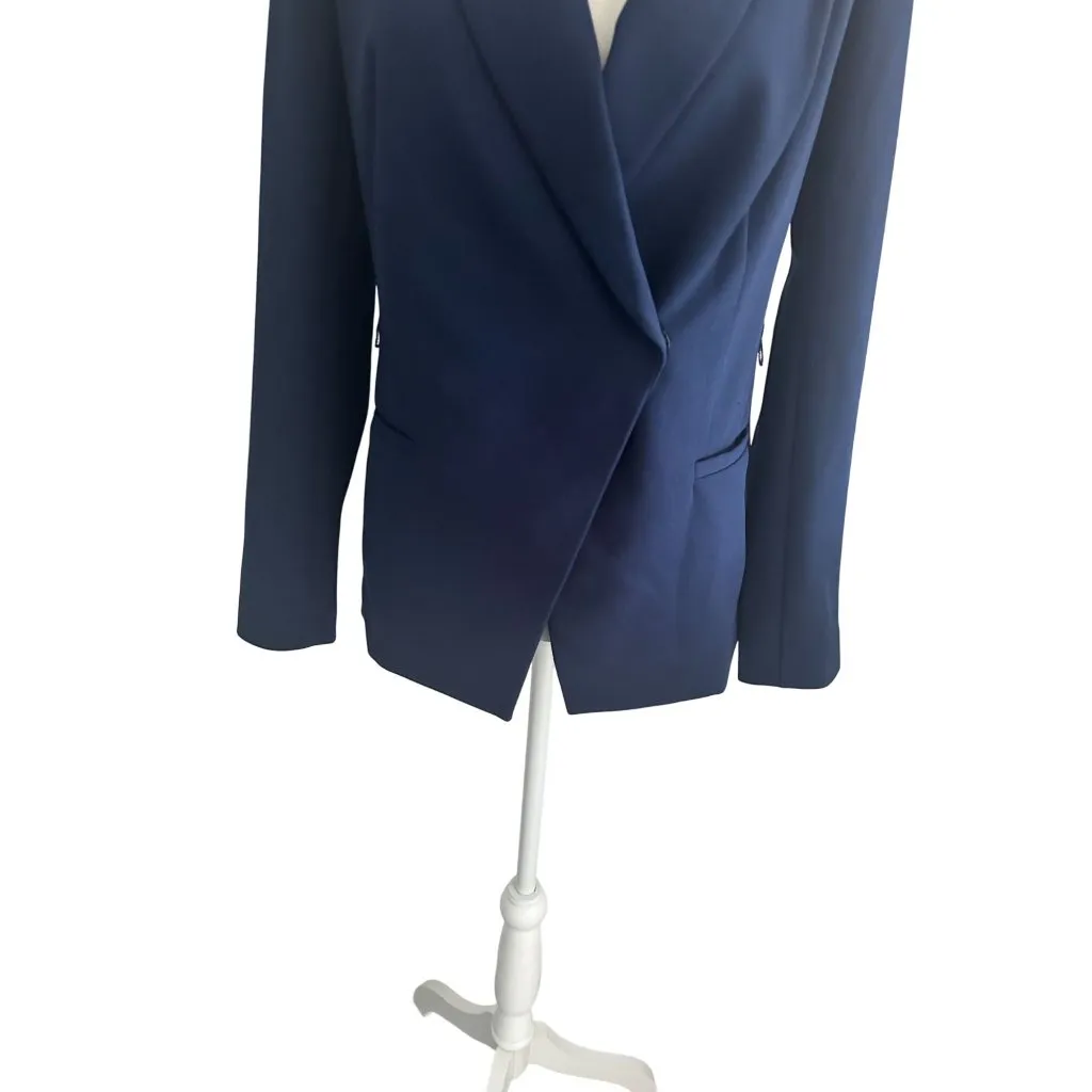 WHITE HOUSE BLACK MARKET Navy Blue Buttoned Jacket Blazer Size 2 - Image 3