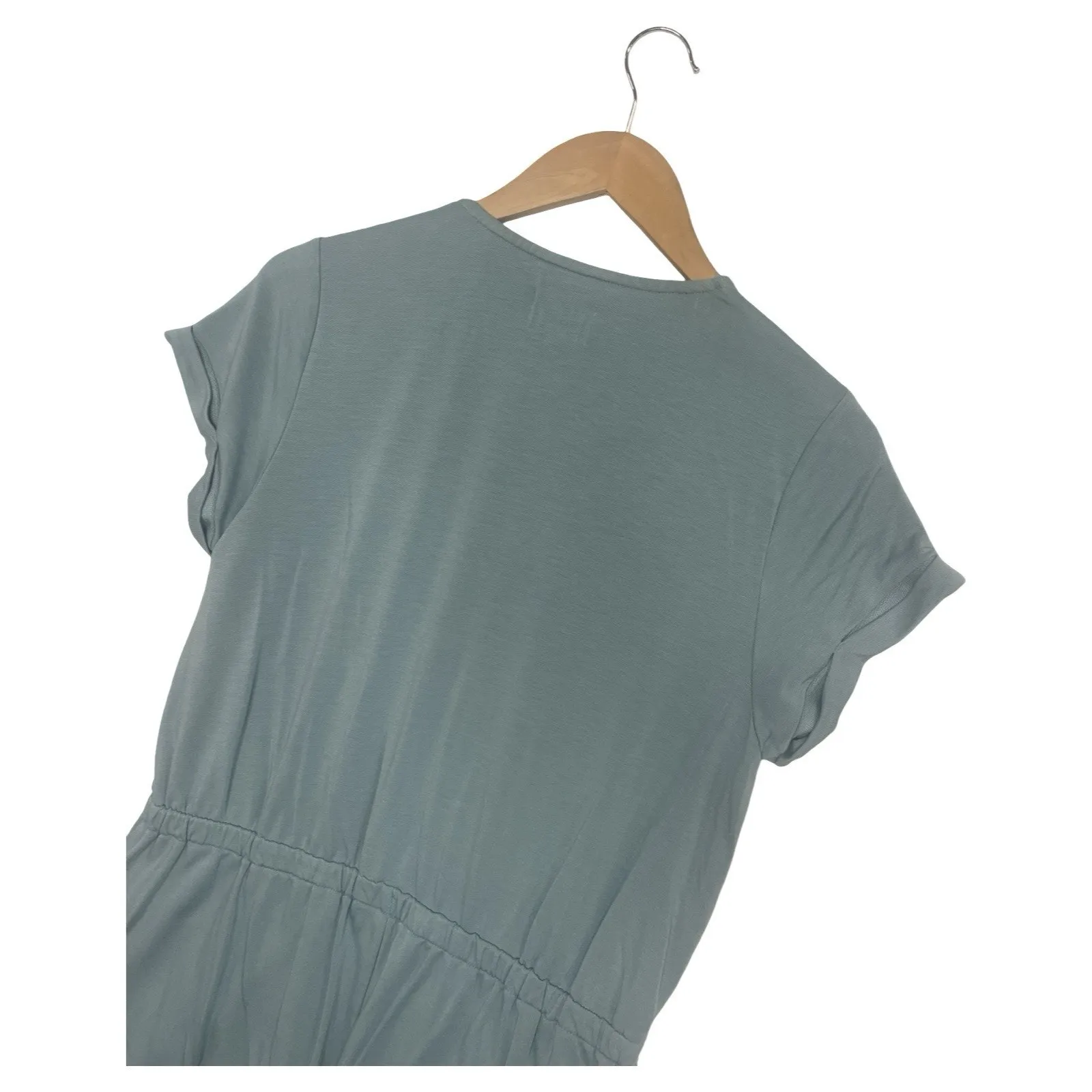 Lou Grey Romper Womens Large Green Faux Wrap Front Pockets Short Sleeve Beach - Image 10