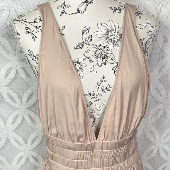 REISS Taupe V Neck Pleated Midi Dress‎ Women US Size 8 NWT - Image 11