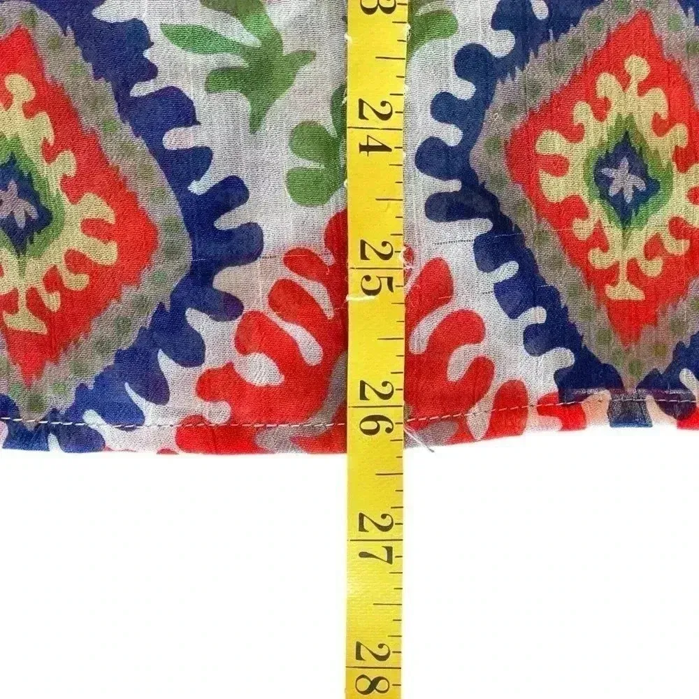 Tribal Boho Peasant Sheer Blouse Size 6 Southwestern Aztec Hippie Flowy Colorful - Image 9