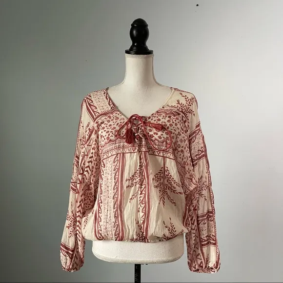 FREE PEOPLE | Bohemian Peasant Blouse Sz S - Image 3