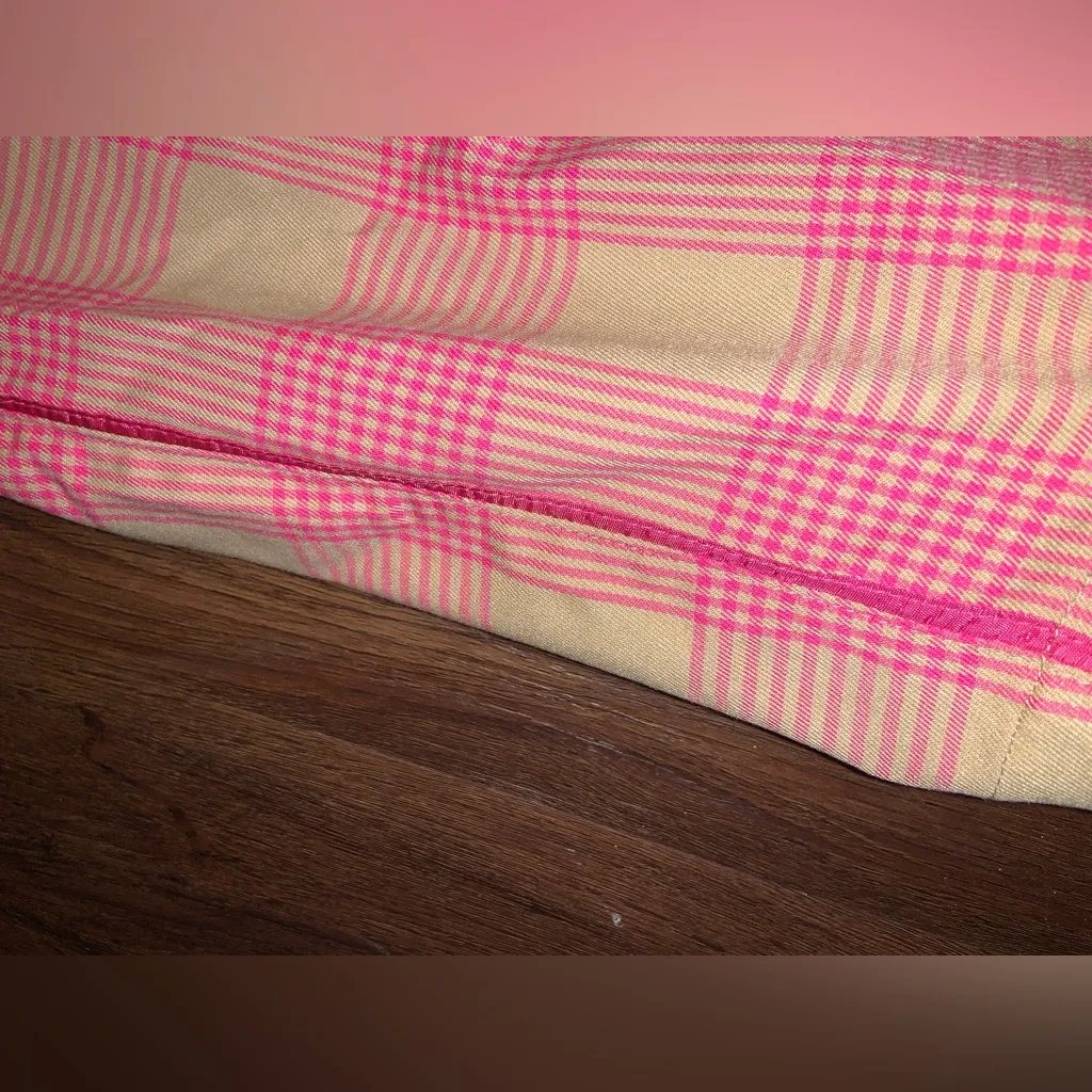 Anthropologie Maeve Plaid Tapered Pull On Pants Pink Tan 10 $128 casual fall - Image 10