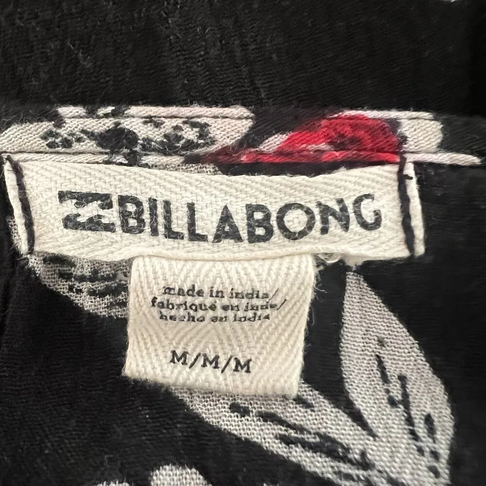 Billabong Women's Floral Whispers Wrap Dress Size Med Black Multi Bell Sleeves - Image 11