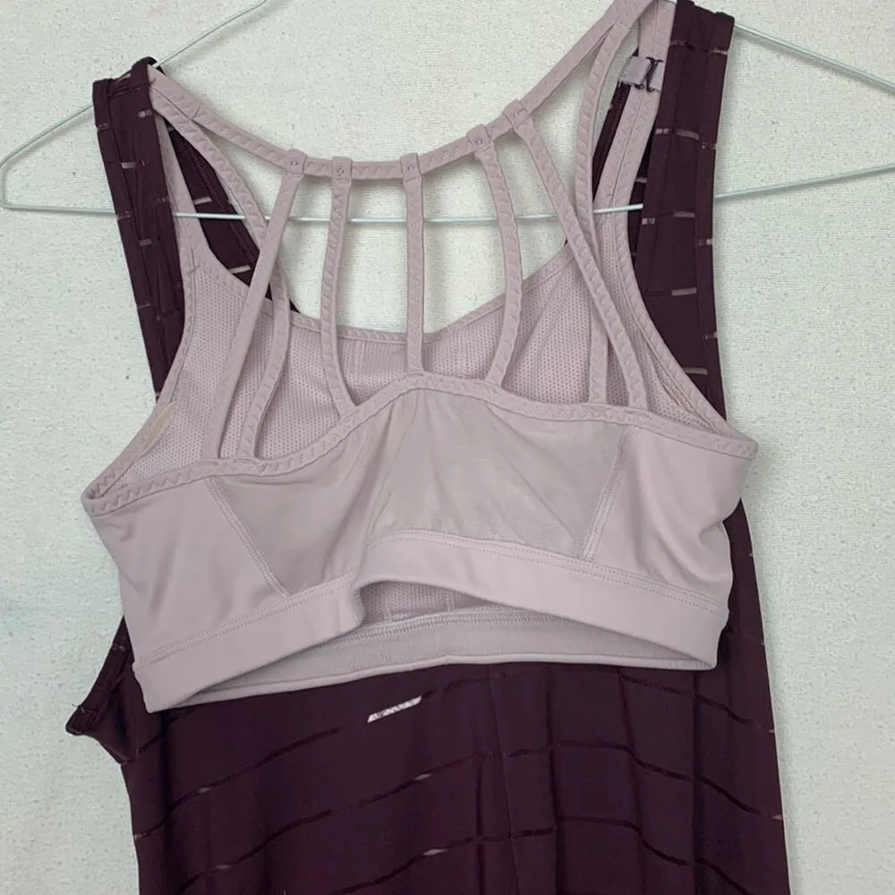 Athleta womens small sports bra and matching tank purple pink gym lulu work - Image 8