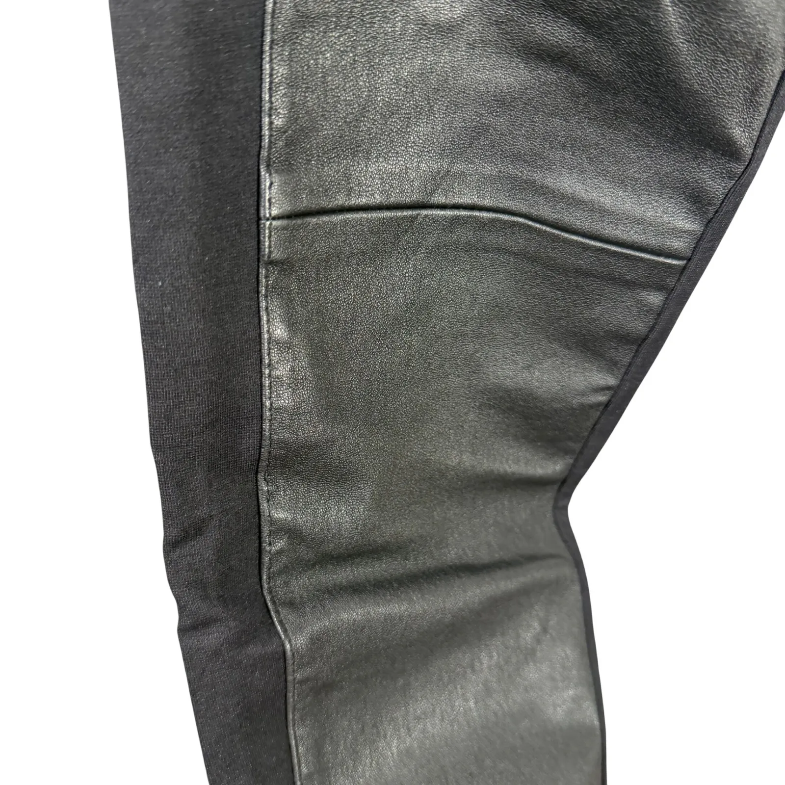 J.Crew  Leather Front Panel Ponte Pants Women's 4 Black Ankle Zip Pockets - Image 8