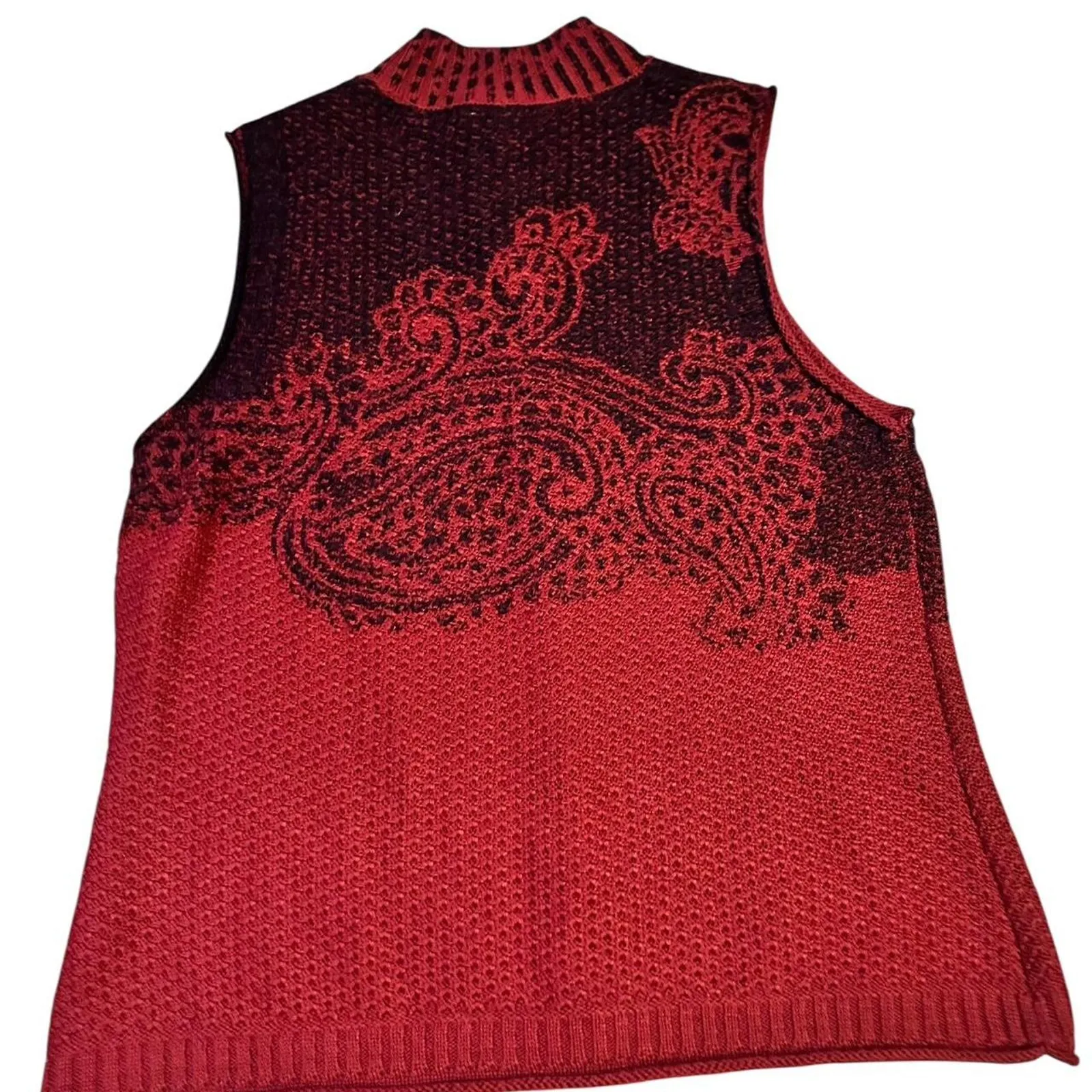 Burgundy red knit paisley r - Image 3