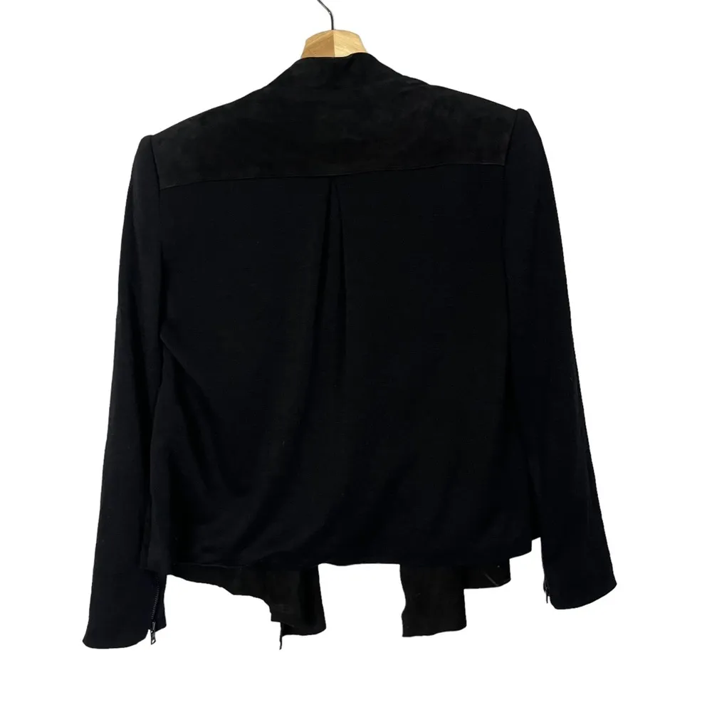 Alice + Olivia  Black Lamb Leather & Wool Open Front Jacket XS - Image 2
