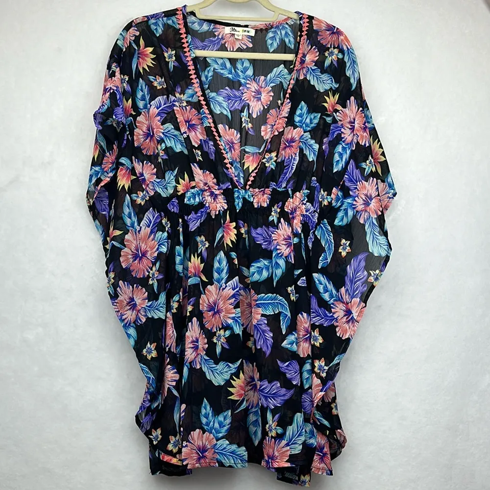 Miken TROPICAL FLORAL Print Smocked Waist Cover - Image 4