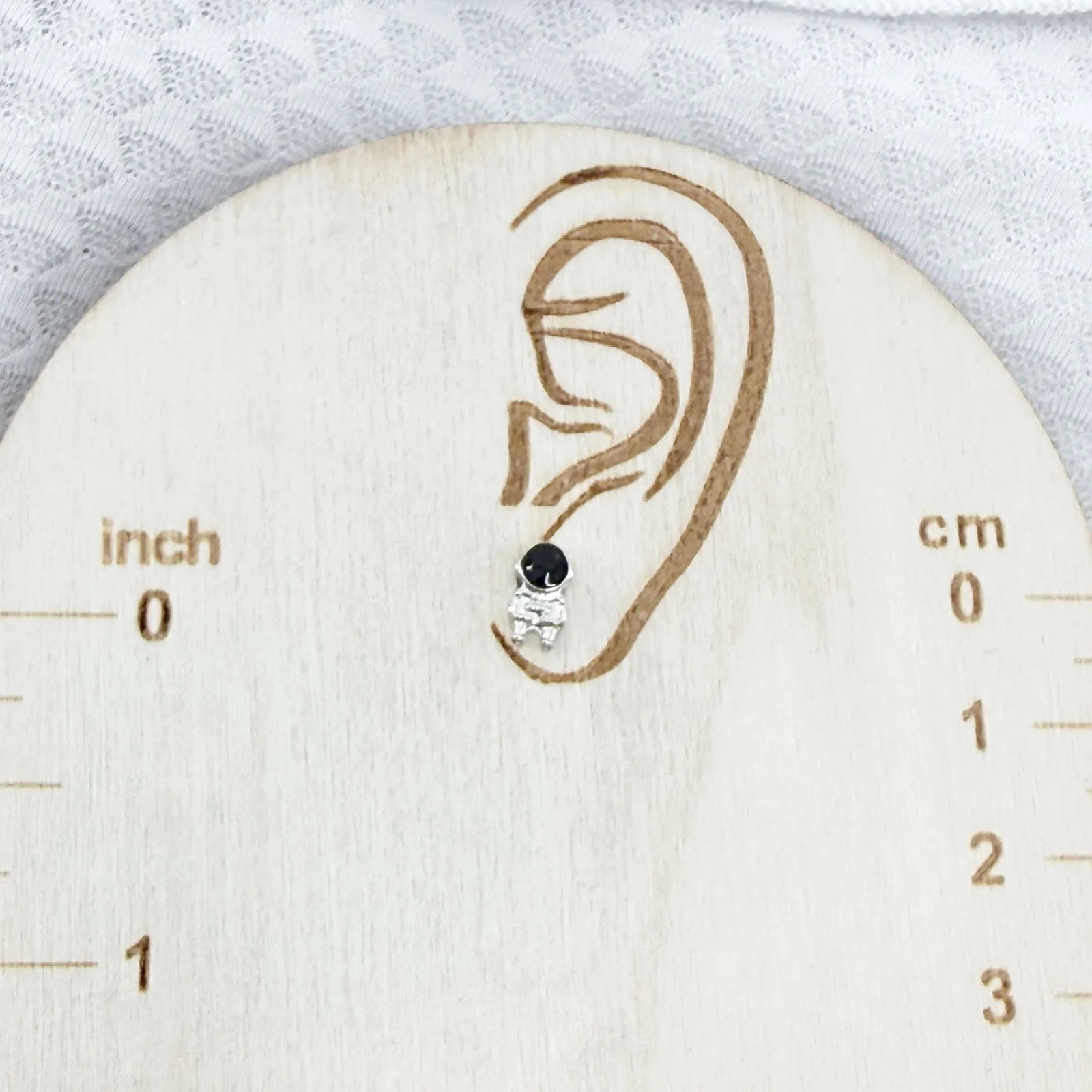 Astronaut with Planet Mismatched Mini Stud Earrings Silver - Image 3