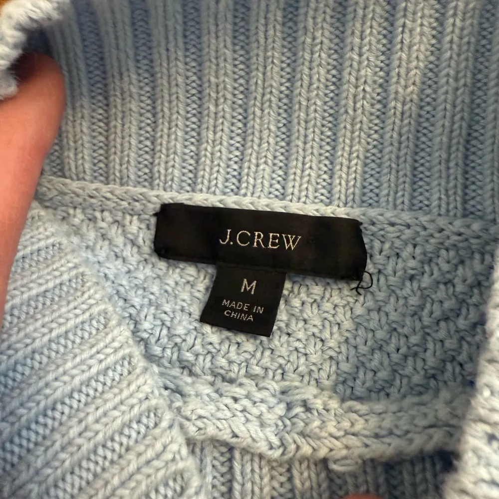 J.Crew Swingy Cable-knit Mockneck Sweater Light Blue Size Medium - Image 11