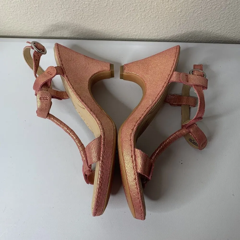 Pink Heels Women’s Sz 9 T Strap Strappy Leather Upper Shoes - Image 4