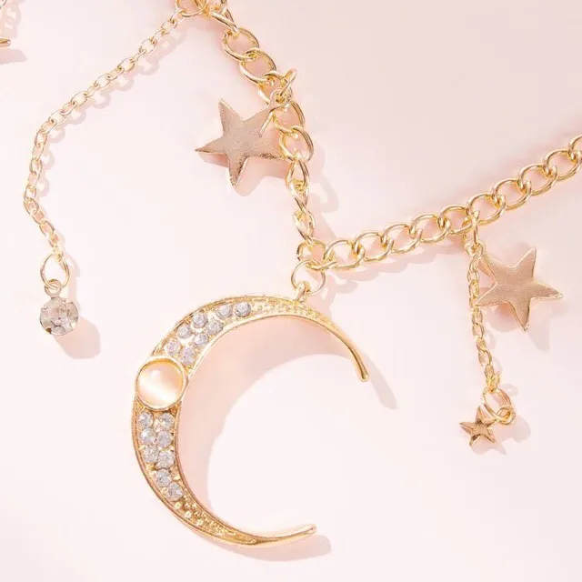 Stars & Moon Tassel Decor Statement Necklace - Image 2