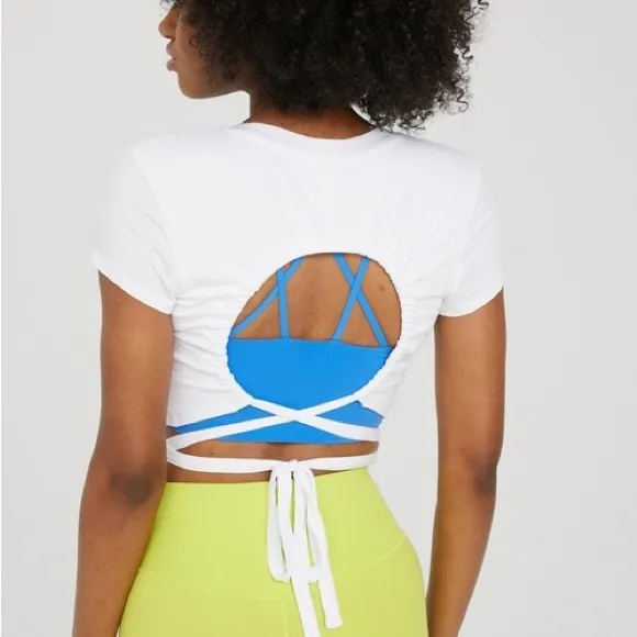 NWT Aerie Offline White Open Back Crop Top Size M - Image 2
