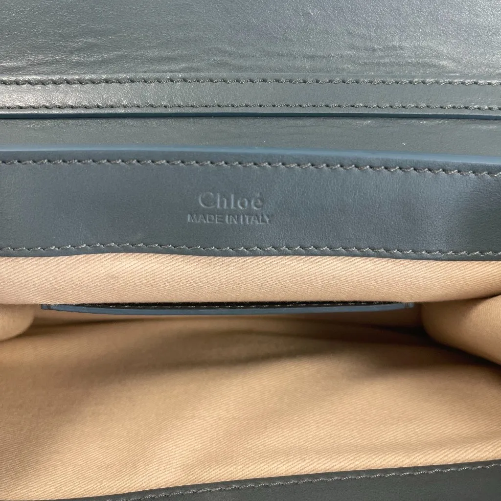 Chloé C Calfskin Leather & Suede Crossbody Bag in Blue & Grey - Preowned - Image 4