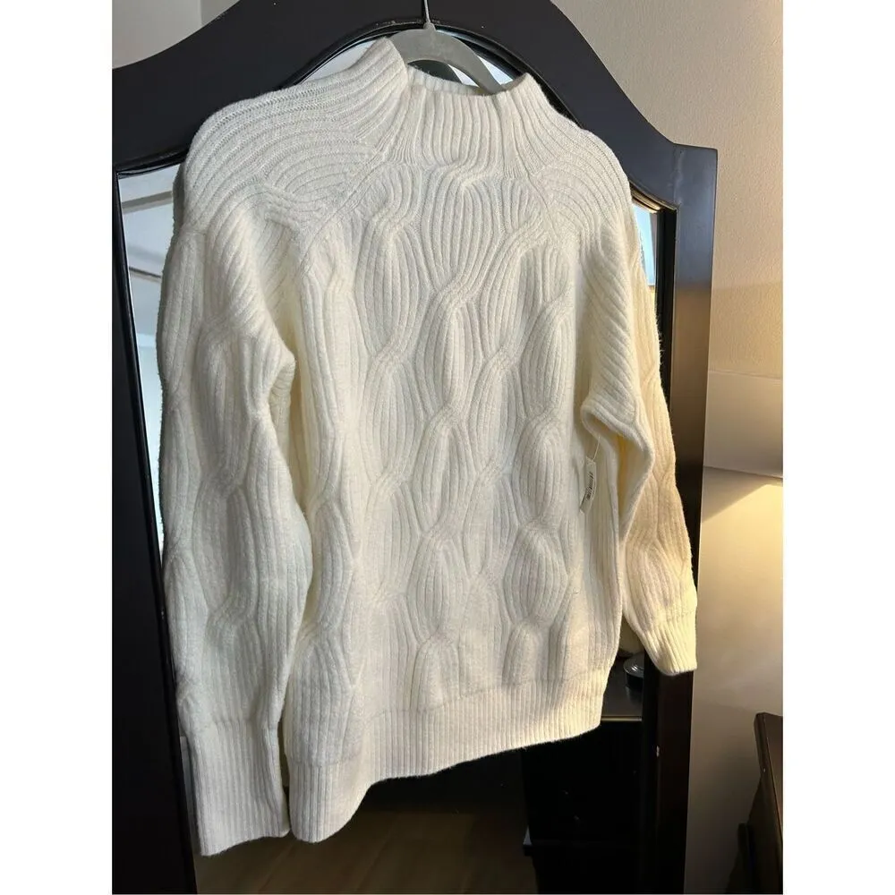 NEW Fitted Soft Touch Funnel Neck Cable Sweater L Size L - Image 5