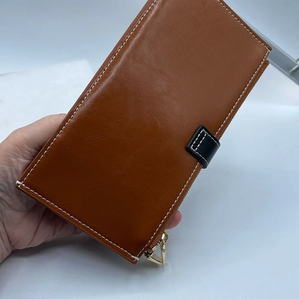 NWOT Andoilt RFID Carmel leather two sided wallet. Tan - Image 3