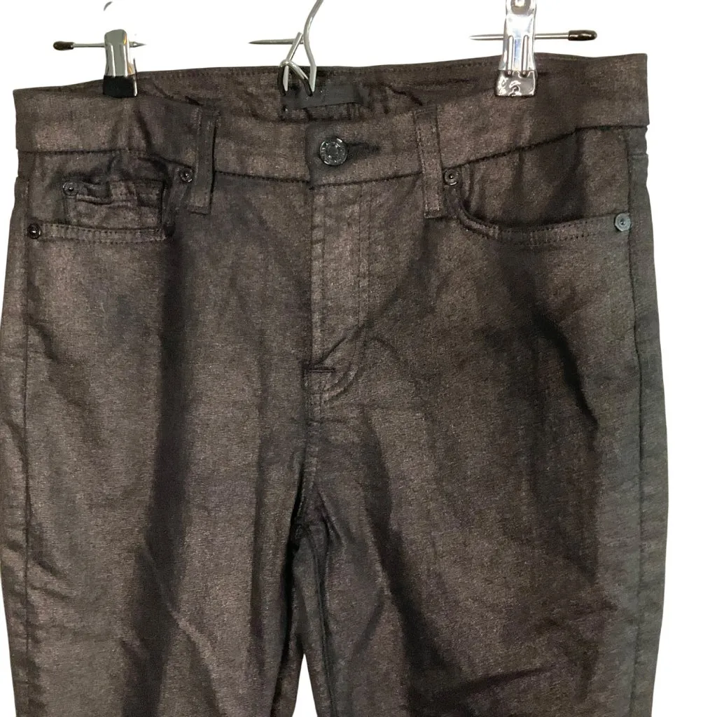 7 For All Mankind Metallic Twill Ankle Skinny Jeans Gunmetal Size 29 party - Image 7