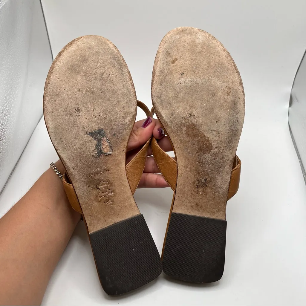 Tory Burch Women's Capri Leather Flip Flop Sandals size 10 leather brown - Image 5