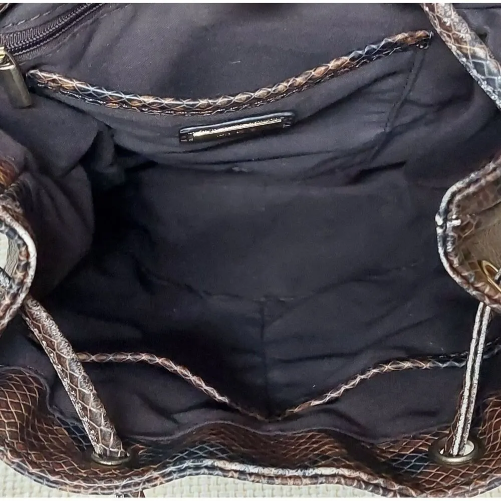 ALDO Brown & Gold Snakeskin Print Faux Leather Backpack Adjustable Straps - Image 5