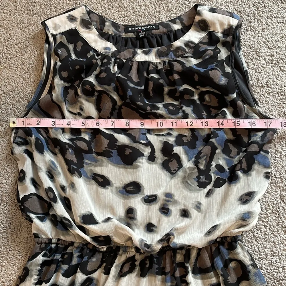 Sharagano Black and Gray Leopard Print Mini Dress | Size 6 - Image 10