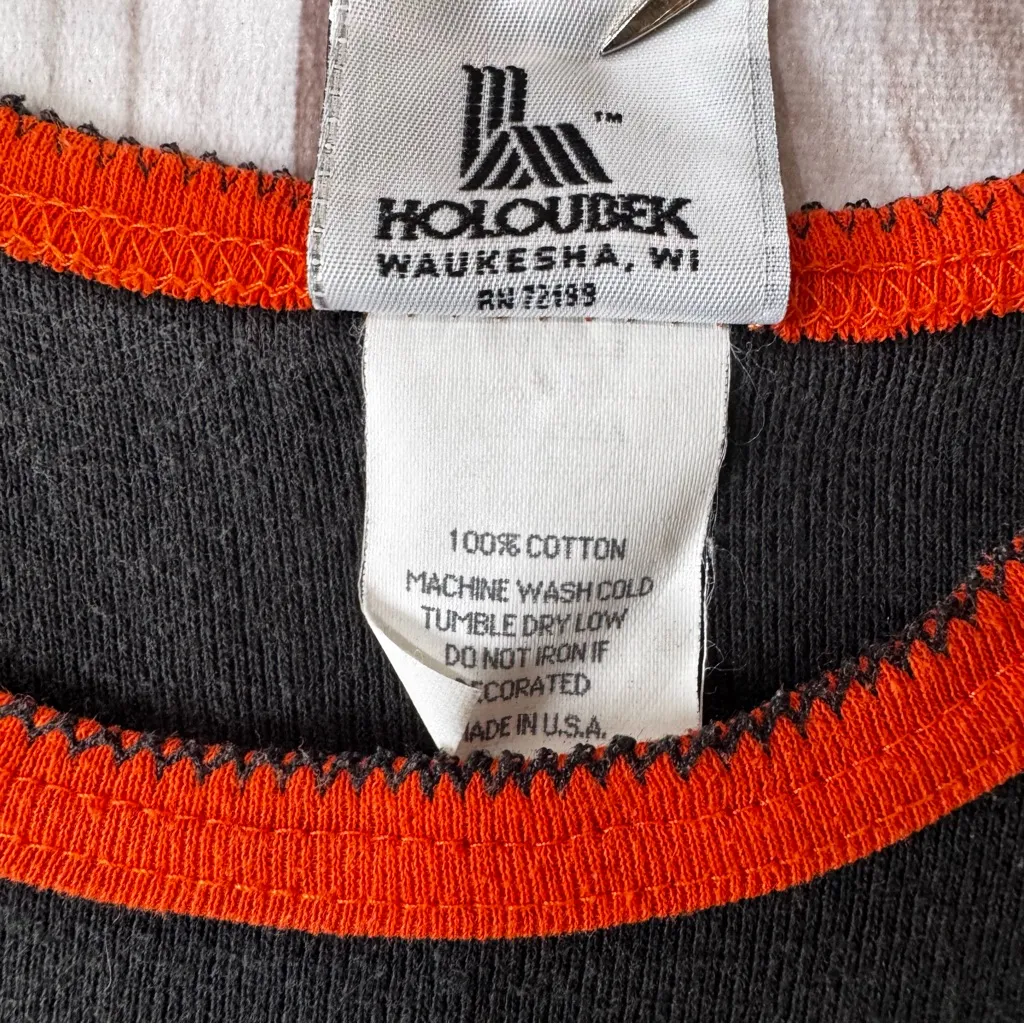 Vintage Century Harley Davidson Medina Ohio Ringer Tee Y2K 2001 Biker Motorcycle Black Size L - Image 7