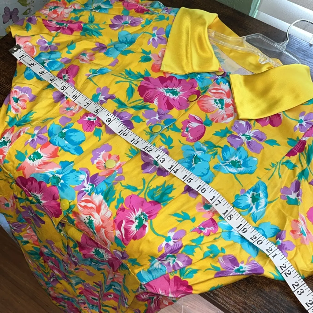 Vintage 80s floral dress long sleeve shirt dress pockets Size M - Image 7